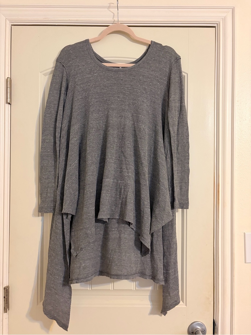 Free People Gray Long Sleeve Asymmetrical Tunic Top